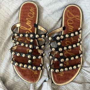 Sam Edelman Glenn Leather Studded black Slide Sandals